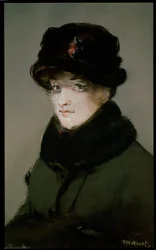Mery Laurent (1849-1900) portant un cardigan à col en fourrure, 1882